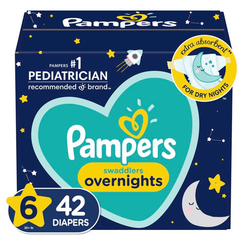  Pañales nocturnos talla 6, 42 unidades y toallitas para bebé,  pañales y toallitas desechables Pampers Swaddlers Overnights, 12X Pop-Top  (672 unidades) : Todo lo demás