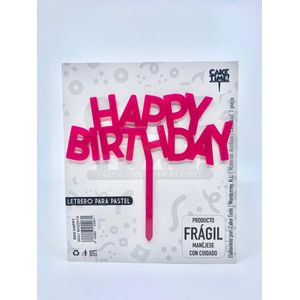 Mini Cake Topper Happy Bday Magenta 1 Pz