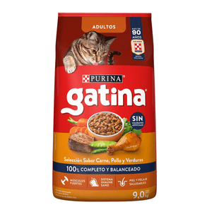 Purina Gatina Alimento Seco para Gatos Sabor Pollo a la Jardinera 9 kg