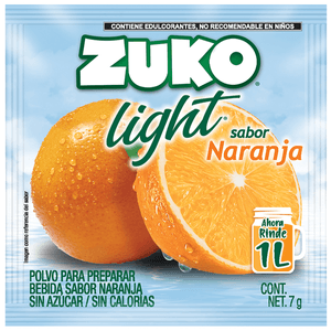 Zuko Polvo Para Preparar Light Sabor Naranja 7 g