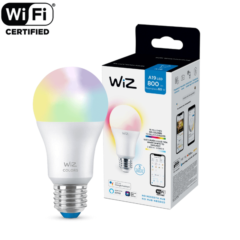 BOMBILLO LED INTELIGENTE WI-FI A19 E27 110V 12W RGB+CW 1080LM