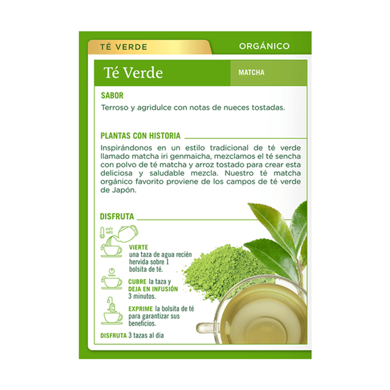 Traditional Medicinals • Té Verde Orgánico con Matcha