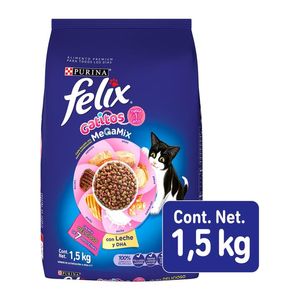 Purina Felix Megamix Alimento Seco para Gatitos Con 7 Proteínas Bulto de 1.5 kg Champ Alimento Seco para Perros de Res 12 kg