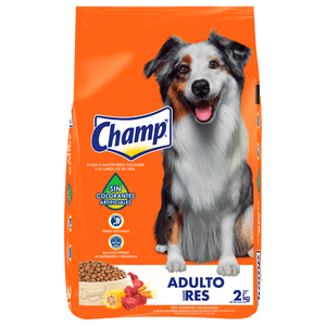 Champ Alimento Seco para Perros de Res 2 kg Alimento para Gato Trocitos Jugosos 1.02 kg