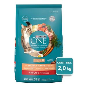 Purina One Alimento Seco Gatos Adultos Pollo y Salmón Bulto de 2 kg