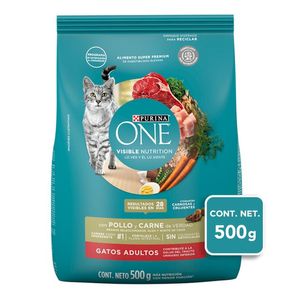 Purina One Alimento Seco Gatos Adultos Pollo y Carne Bulto de 500 g Purina One Alimento Seco Gatos Adultos Pollo y Salmón Bulto de 500 g