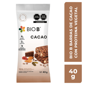 Bio B Barras de Cacao con Proteina Vegetal 40 g