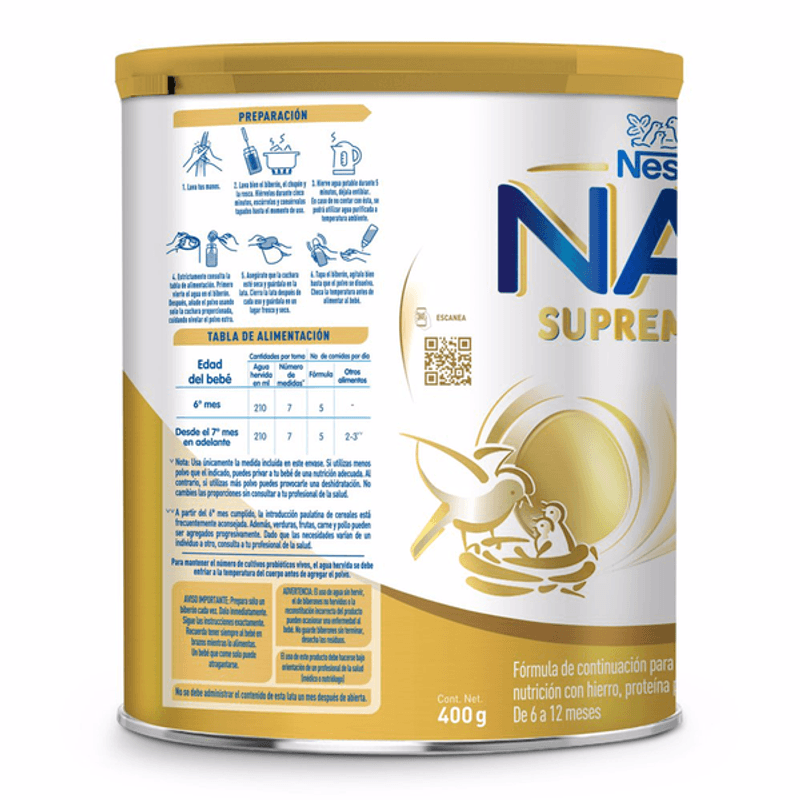 Farmacias del Ahorro, Fórmula infantil NAN® 2 SUPREME PRO, De 6 a 12  meses, 1 lata de 400g