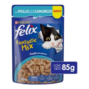 Purina Felix Fantastic Mix Con Pollo y Salsa Sabor Cangrejo Alimento Húmedo para Gatos Adultos Pouch 85 g