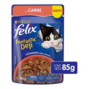 Purina Felix Fantastic Deli Con Carne Alimento Húmedo para Gatos Adultos Pouch 85 g Premio para Perros Sardina Deshidratada 125 g