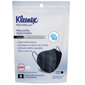 Kleenex Mascarilla Negro con 5 pz