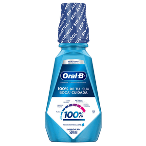 Enjuague Bucal Oral-B 100% Menta Refrescante sin Alcohol 500 ml