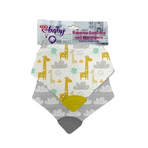 Babero Bandana con Mordedera Neutro 2 Pz