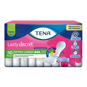 Tena Lady Discret Toalla Para Incontinencia Talla Extra Larga con 10 pz