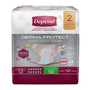 Depend Pañal Derma Protect Grande con 12 pz