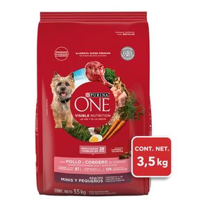 Purina One Alimento Seco Perros Adultos Minis y Pequeños Pollo y Cordero Bulto de 3.5 kg Pedigree Botana para Perros Dentastix 23.6 g