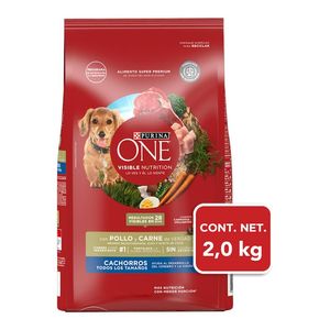 Purina One Alimento Seco Cachorros Pollo y Carne Bulto de 2 kg Biscrock Botana para Perros Multi-Adulto 100 g