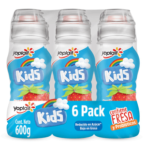 Yogurt Bebible Kids Fresa Pack con 6 pz Activia Alimento Lácteo Fermentado Frutos Rojos sin Azúcar 750 g