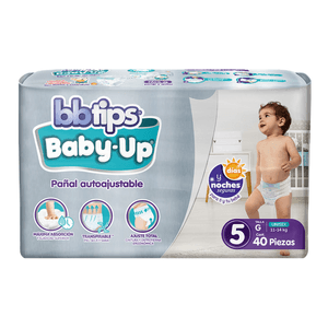 Bbtips Baby Up Pañal Autoajustable Talla 5 Grande 40 pz