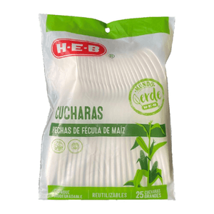 Cucharas Biodegradables Grandes 25 Pz