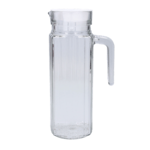 Glass Pitcher . Stripes Design. Clear Body. Pallet 1 Pz