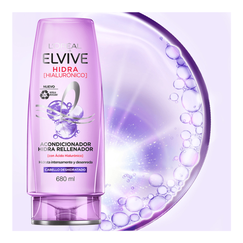 L'Oreal ElVive Hidra (Hialuronico) Shampoo+Acondicionador 680ML(c/u)