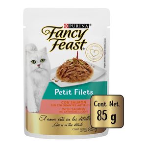 Purina Fancy Feast Petit Filets Salmón Alimento Húmedo para Gatos Adultos Pouch de 85 g Whiskas Alimento para Gato Carne 500 g