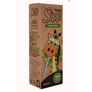 Popote Sipp Largo Compostable 25 cm 150 pz