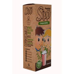 Popote Sipp Corto Compostable 21 cm 150 pz