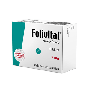 Folivital 5 Mg 30 Tab Acido Folico 30 Pz