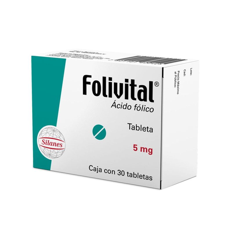 Silanes Folivital 5 Mg 30 Tab Acido Folico 30 Pz - H-E-B México