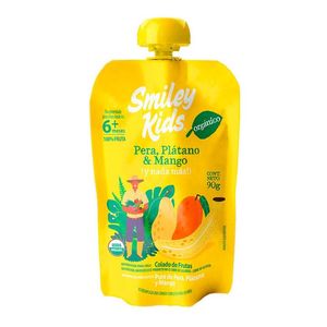 Papilla 100% Organica Smiley Kids Pera Platano y Mango 90 g