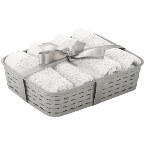 Set 4 Toallas 30x30 Cm Blanca con Cesto Aries la 1 Pz