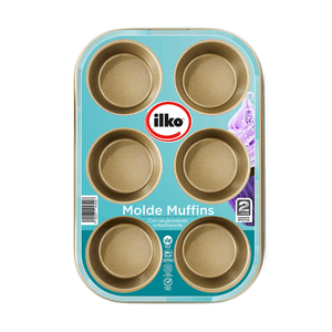 Molde 6 Muffin Antiad Non-Stick Gold Oro 18.5 X 3 1 Pz