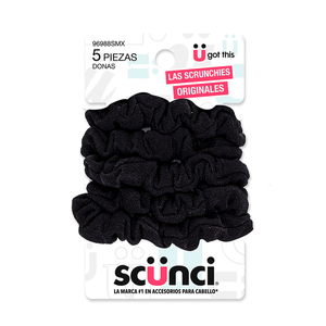 Scrunchies Negras Scunci 5 pz