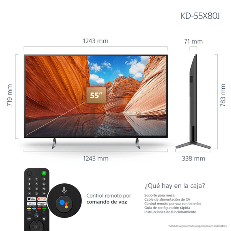 Sony Smart TV LED KD 55X80J Android TV 55 4K UHD 1 pz - H-E-B México