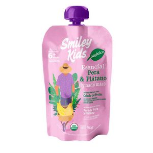 Papilla 100% Organica Smiley Kids Pera y Platano 90 g