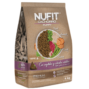 Nufit Alimento Seco para Perros con Vegetales y Cereales Visibles Cachorro 4 kg Premios para Perros Premium Bites Chuleta 170 g