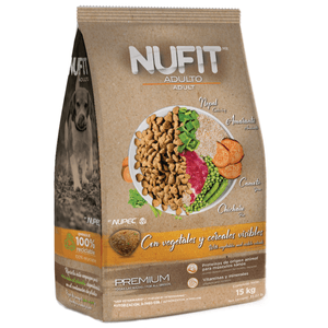 Nufit Alimento Seco para Perros con Vegetales y Cereales Visibles Adulto 15 kg