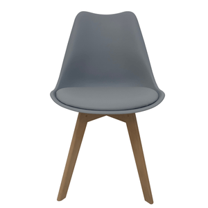 Kerrville Silla Gris Plastico 4 Patas Base Madera