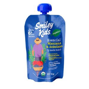 Papilla 100% Organica Smiley Kids Manzana y Arandano 90 g