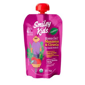 Papilla 100% Organica Smiley Kids Manzana y Ciruela 90 g