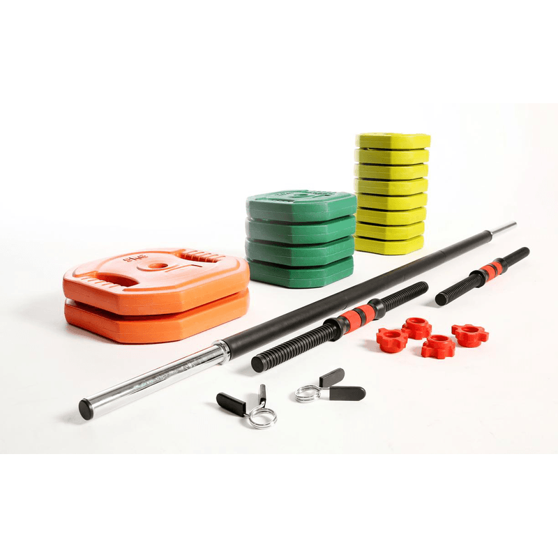 Fuxion Sports Barra con Mancuernas Discos Plasticos 30 kg 1 Pz