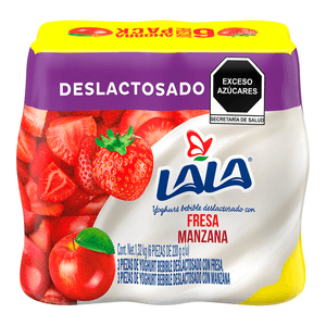 Yogurt Bebible Deslactosado Surtido con 6 pz Lala Yogurt Griego Fresa 120 g