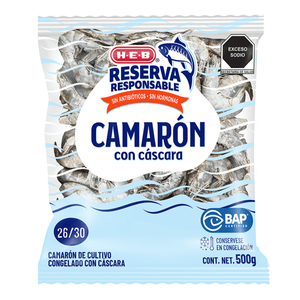 HEB Camaron 26/30con Cascara Prev Congelado 500 g