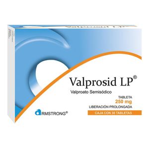 Valprosid L.P. caja con 30 tabletas de 250 mg c/u