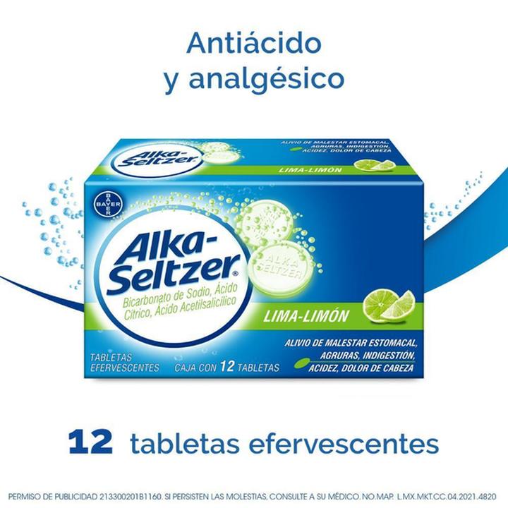 Bayer AlkaSeltzer Antiacido Lima Limon con 12 pz HEB México