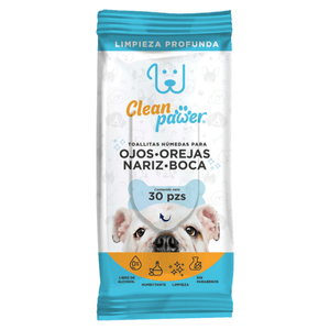 Toallitas Húmedas para Perros Clean Pawer Ojos Orejas Nariz Boca 30 Pz