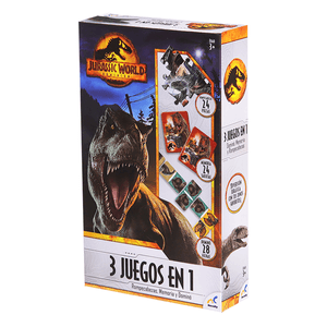 Juego de Mesa Set de Juegos 3 en 1 Jurassic World 1 pz Juego de Mesa Set de Juegos 3 en 1 Jurassic World  1 Pz