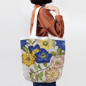 Bolsa Reutilizable Tela 45 X 45 Cm Flores Amarilla 1 Pz